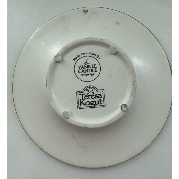 YANKEE CANDLE Theresa Kogut Shade Jar Topper and 4.75" Plate Snowman - Picture 6 of 9